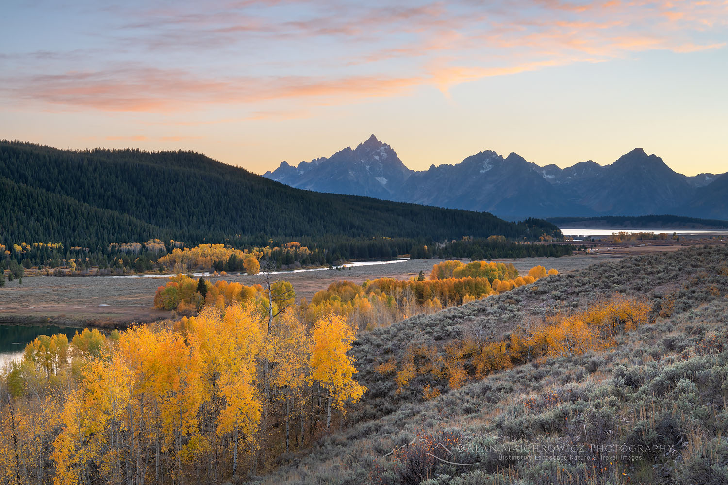Fall color at Oxbow Bend, Grand Teton National Park Wyoming