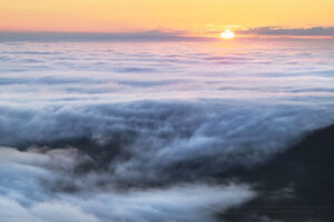 Fog over Olympic Peninsula at sunrise