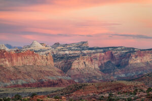 Twilight afterglow view from Panorama Point Capitol Reef National Park Utah
