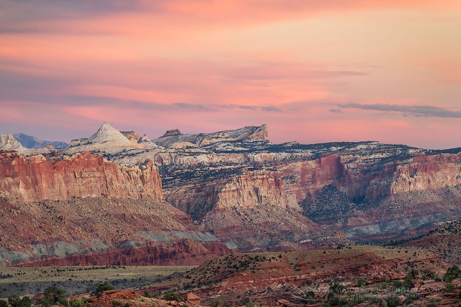Twilight afterglow view from Panorama Point Capitol Reef National Park Utah Southern Utah Photography Tips