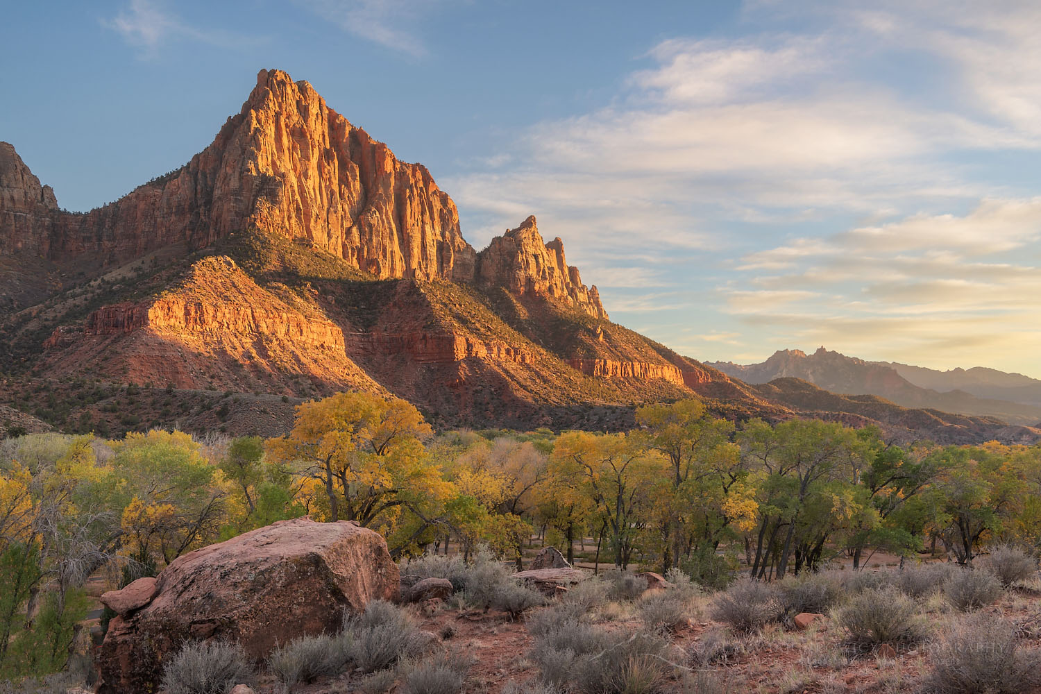 Autumn sunset on The Watchman Zion National Park #76723