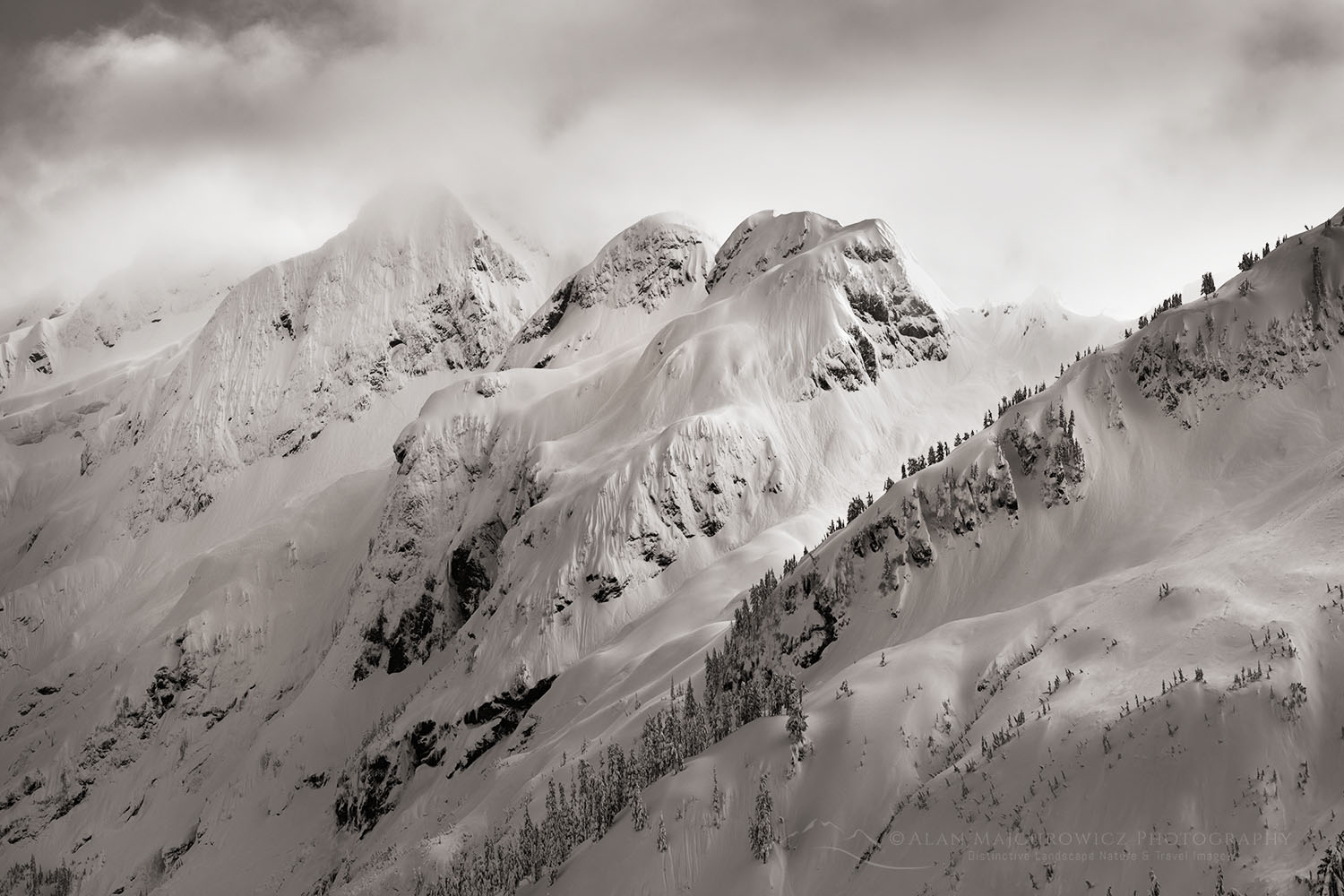 Shuksan Arm in winter. North Cascades Washington #70563bw