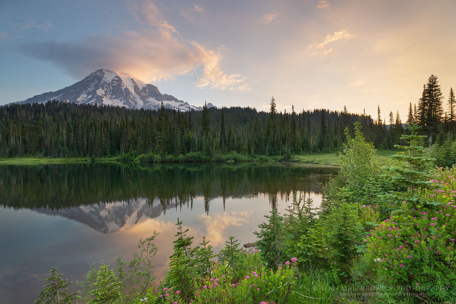 Sunrise over Mount Rainier seen from Reflection Lake. Mount Rainier National Park Washington #73114