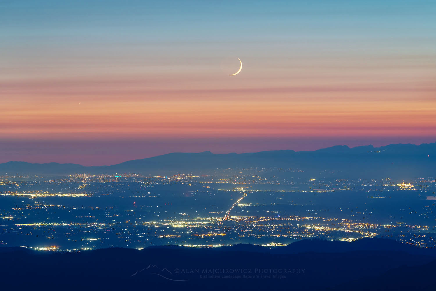 Crescent moon over Vancouver British Columbia #71787