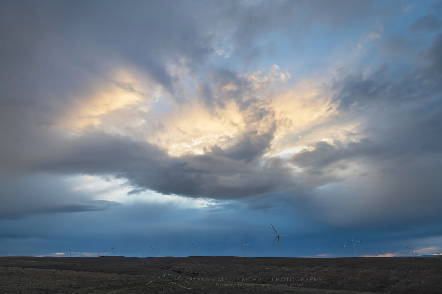 Storm over wind Turbines on Columbia Plateau near Wasco Oregon #71234