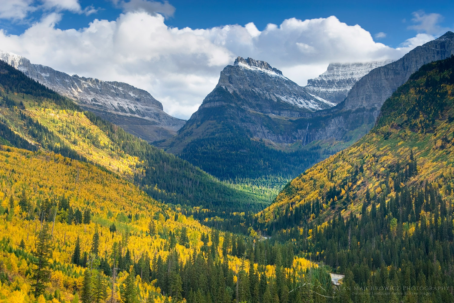 Autumn view of McDonald Creek Valley from the Going To The Sun Road Glacier National Park Montana #20346