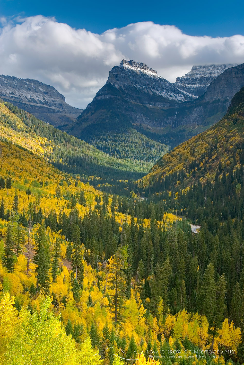 Autumn view of McDonald Creek Valley from the Going To The Sun Road Glacier National Park Montana #20371