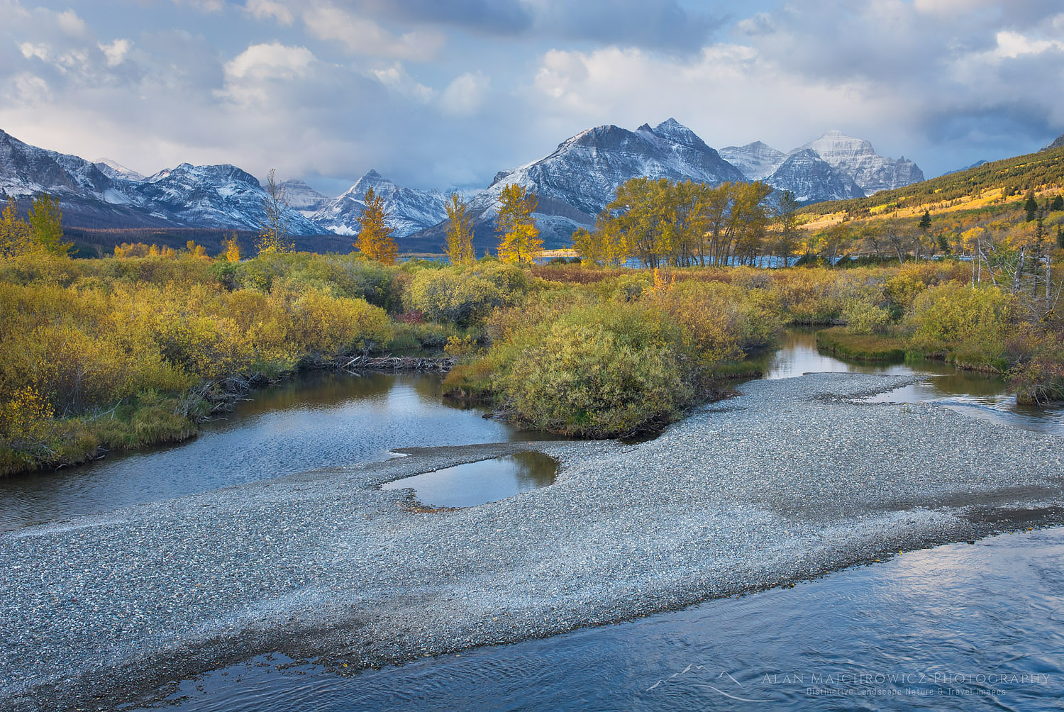 Saint Mary River in autumn, Glacier National park Montana #20681