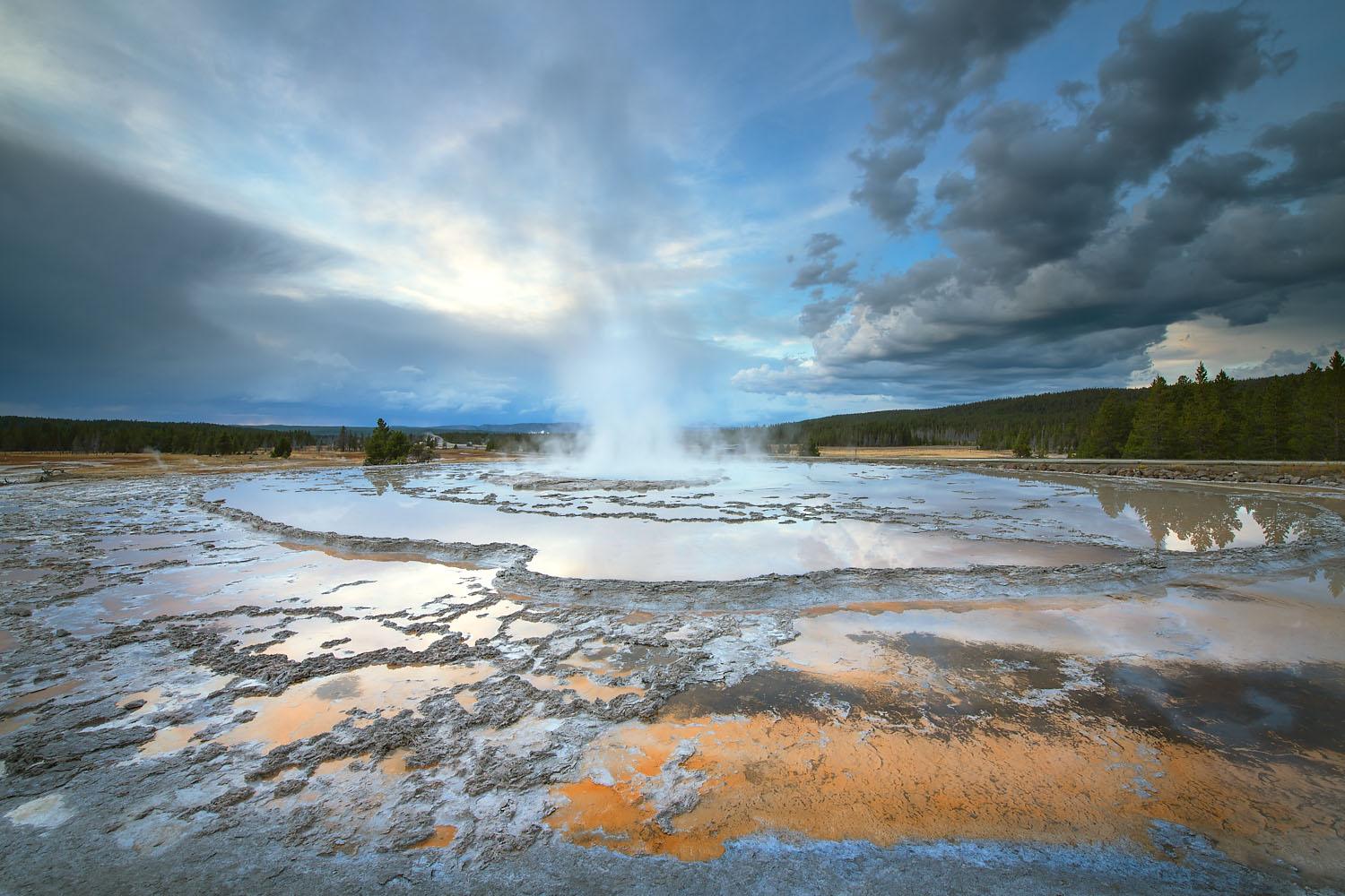 Colorful travertine formations at Great Fountain Geyser Yellowstone National Park #67770