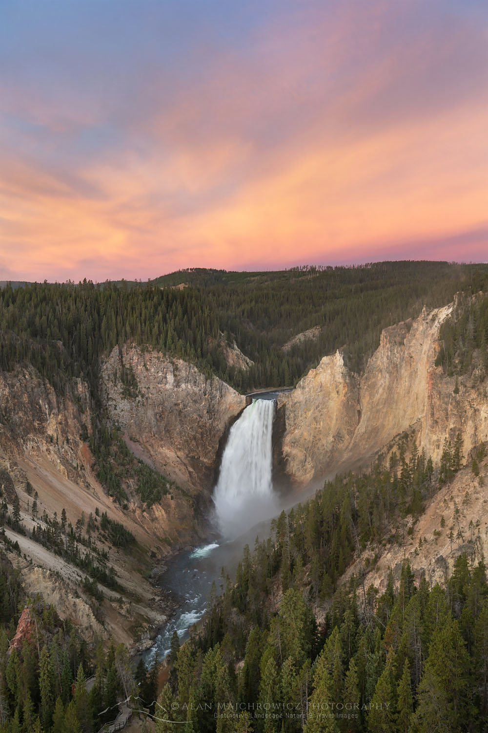 Sunrise over Lower Falls of the Yellowstone River seen from Lookout Point, Yellowstone National Park #67942