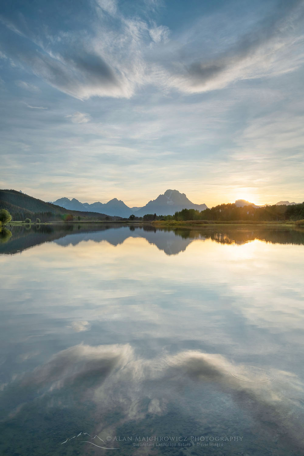 Sunset clouds reflected in still waters of the Snake River at Oxbow Bend, Grand Teton National Park Wyoming #67534