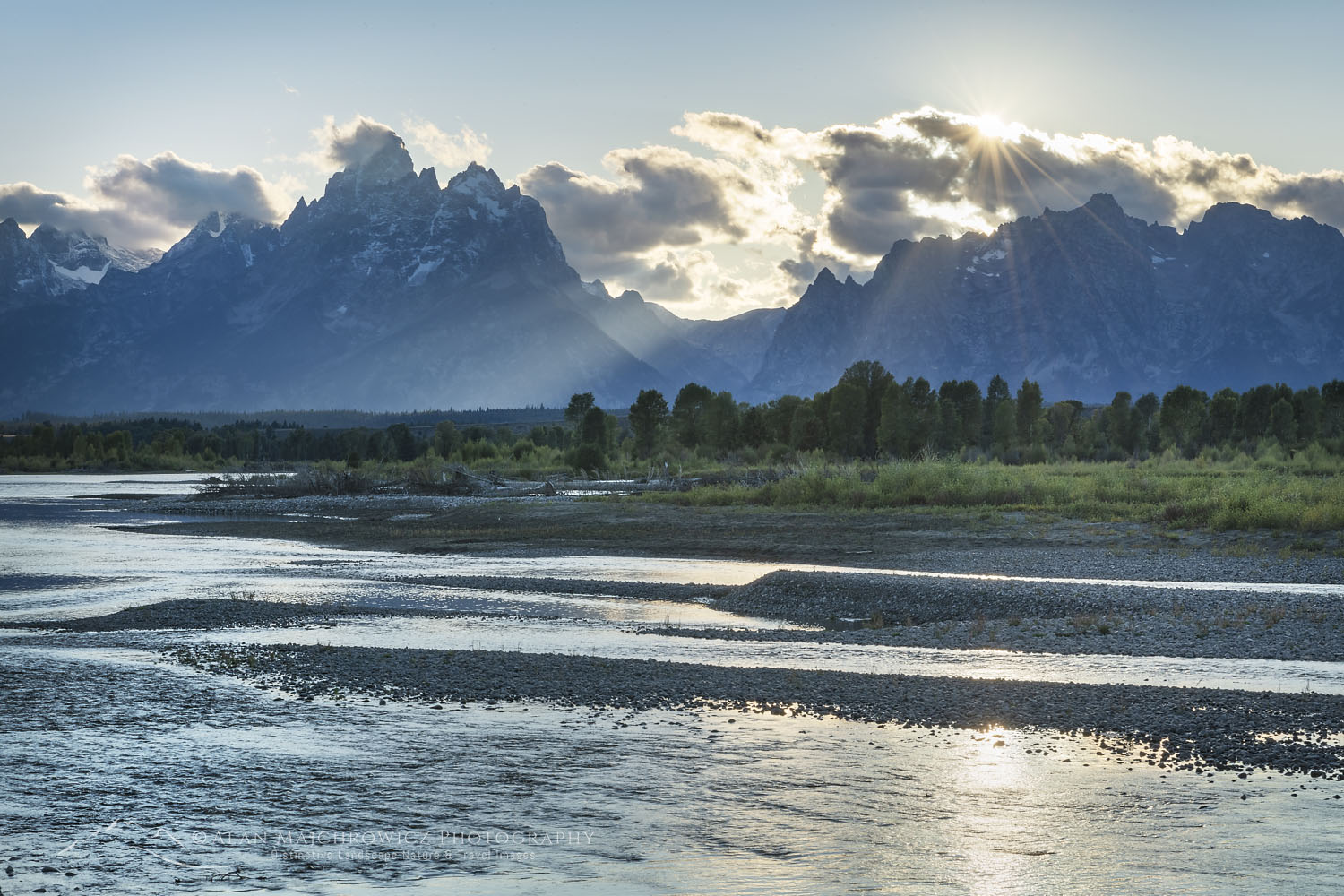 Sun setting over the Teton Range and the Snake River, Grand Teton National Park Wyoming #67435