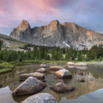 Lonesome Lake at dawn in Cirque of the Towers, Popo Agie Wilderness Wind River Range Wyoming #78372