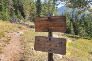 Trail signs Bridger Wilderness Wind River Range Wyoming