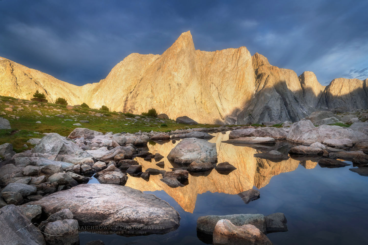 Ambush Peak seen from tarn above Pyramid Lake. Bridger Wilderness. Wind River Range Wyoming #78047or