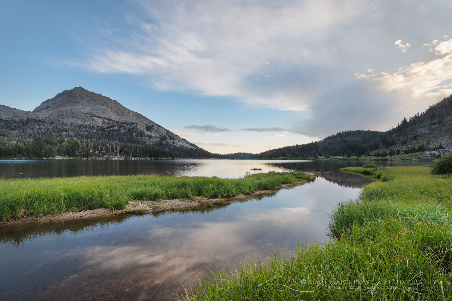Evening storm clouds reflected in Big Sandy Lake, Bridger Wilderness, Wind River Range Wyoming #78264
