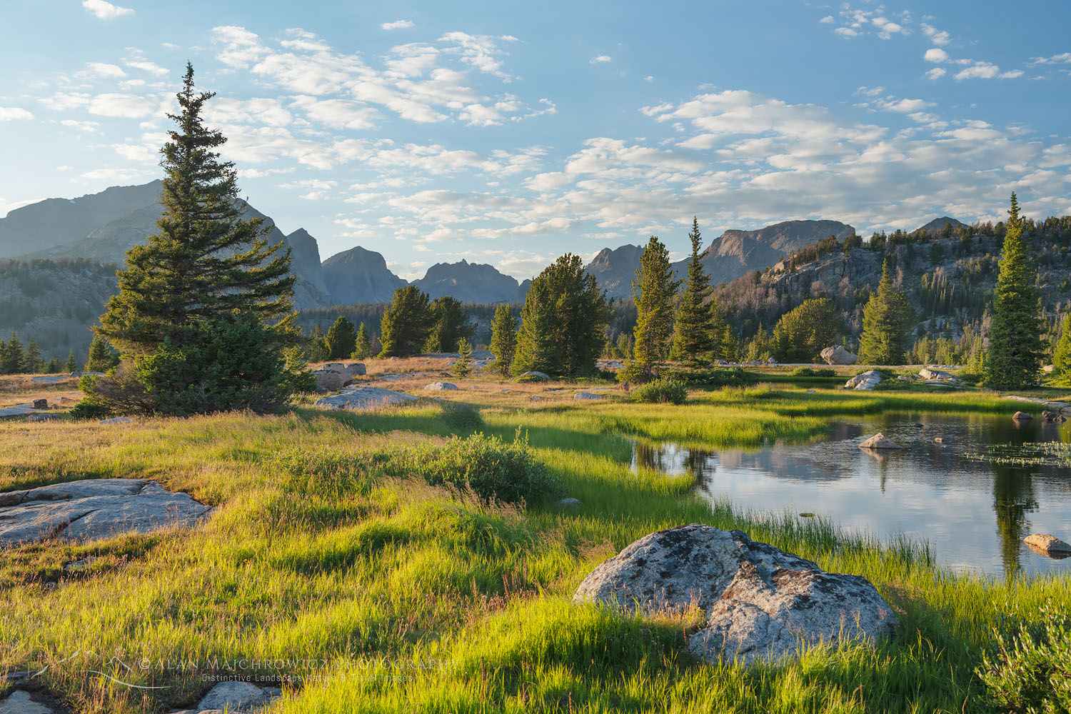 Subalpine pond at sunset. Bridger Wilderness, Wind River Range Wyoming #77963