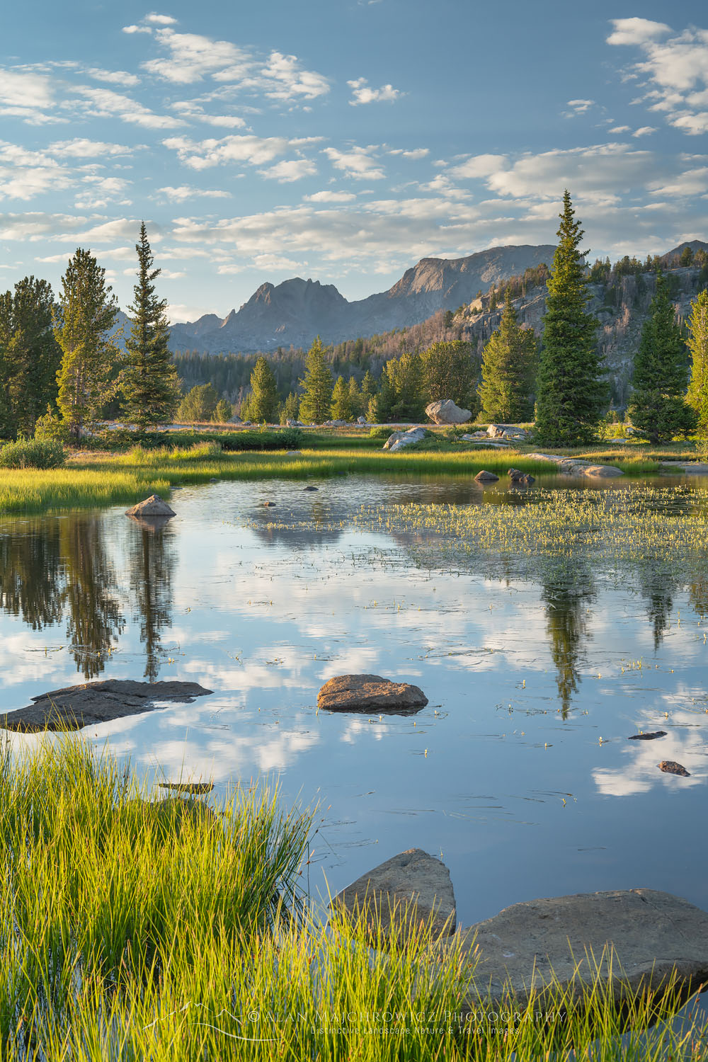 Subalpine pond at sunset. Bridger Wilderness, Wind River Range Wyoming #77969