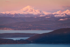 Mount Baker and Bellingham seen from summit of Mount Constitution on Orcas Island. San Juan Islands Washington #79113