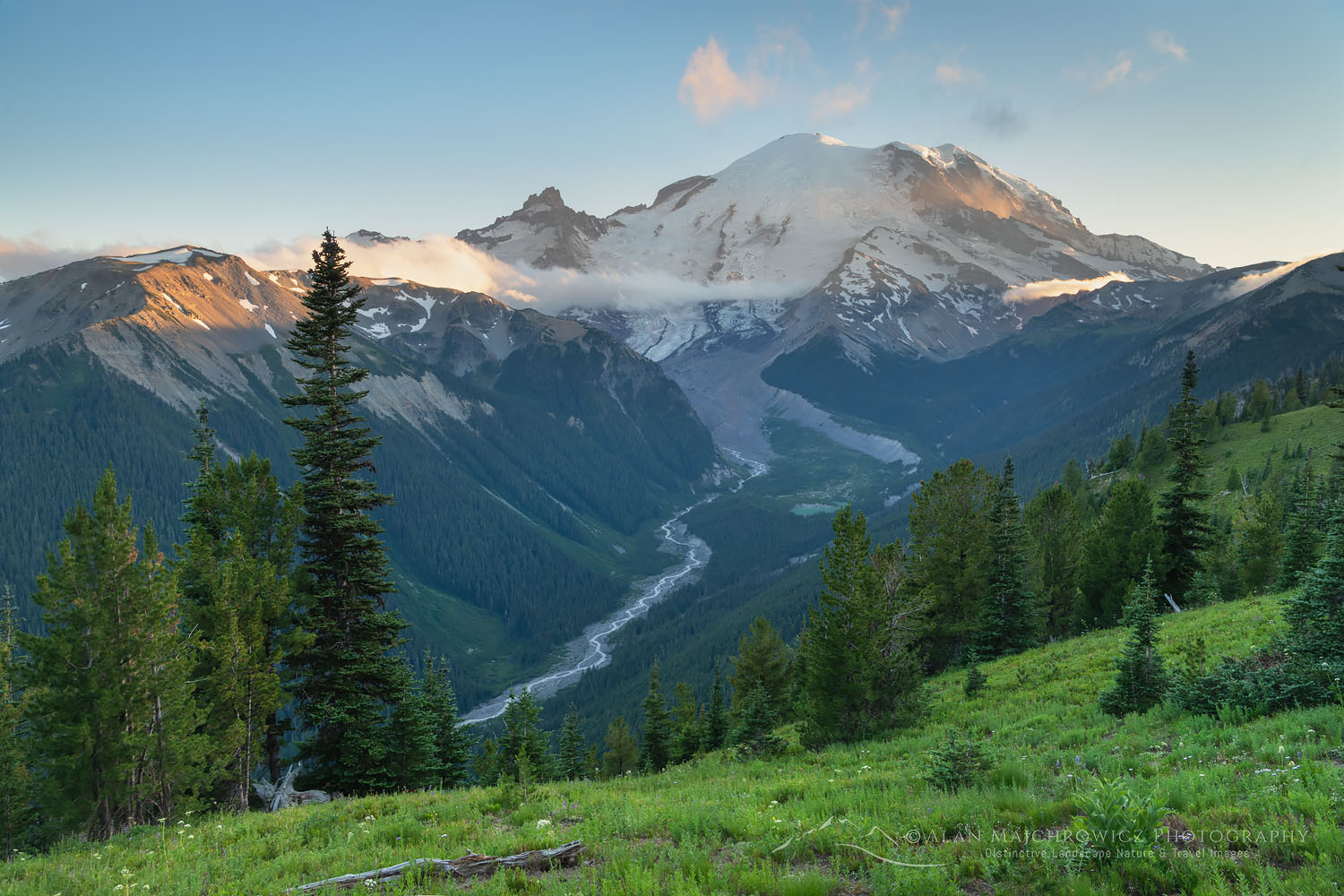 Mount Rainier and White River Valley seen from Silver Forest trail. Mount Rainier National Park #77905