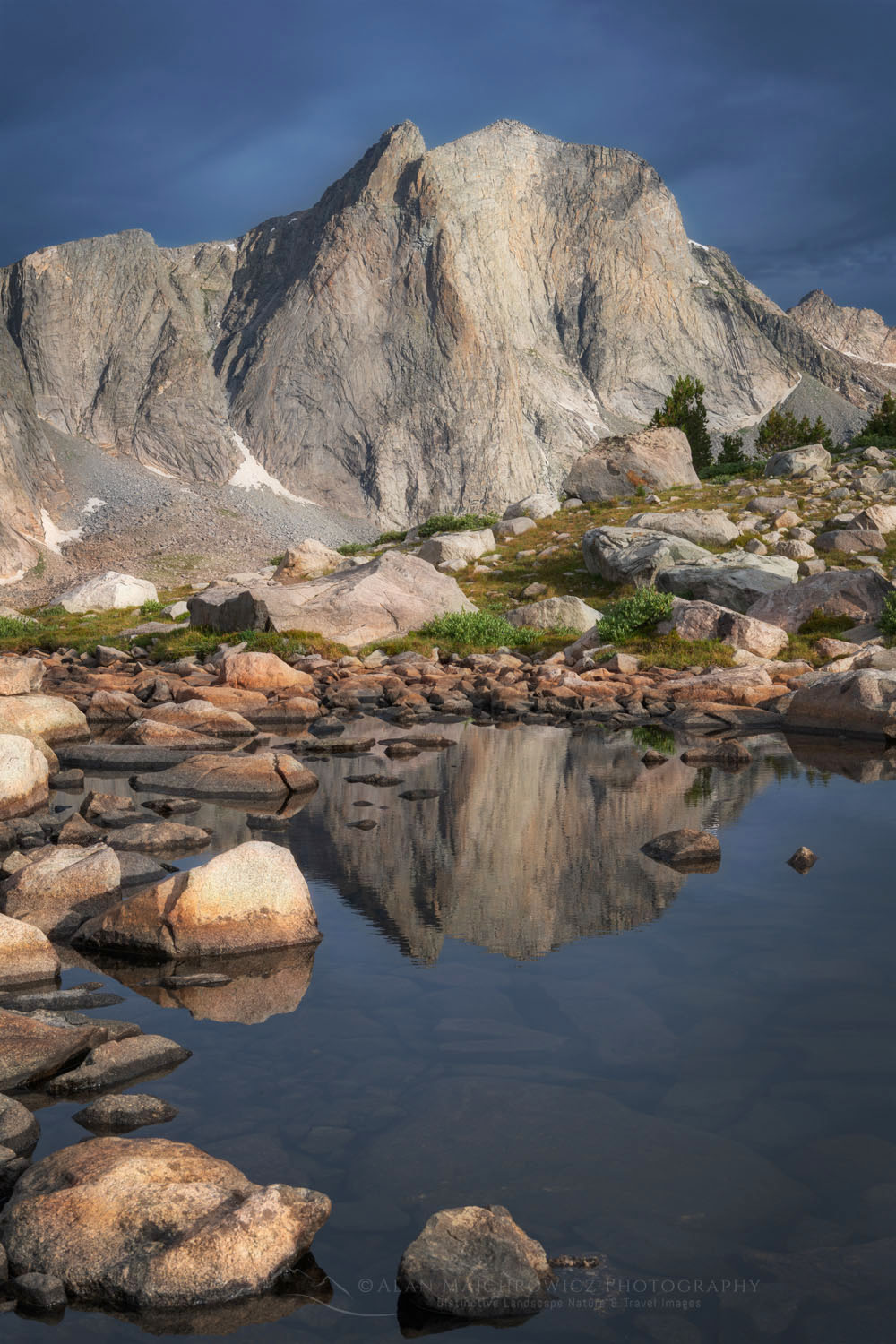 Raid Peak seen from tarn above Pyramid Lake. Bridger Wilderness. Wind River Range Wyoming #78053or