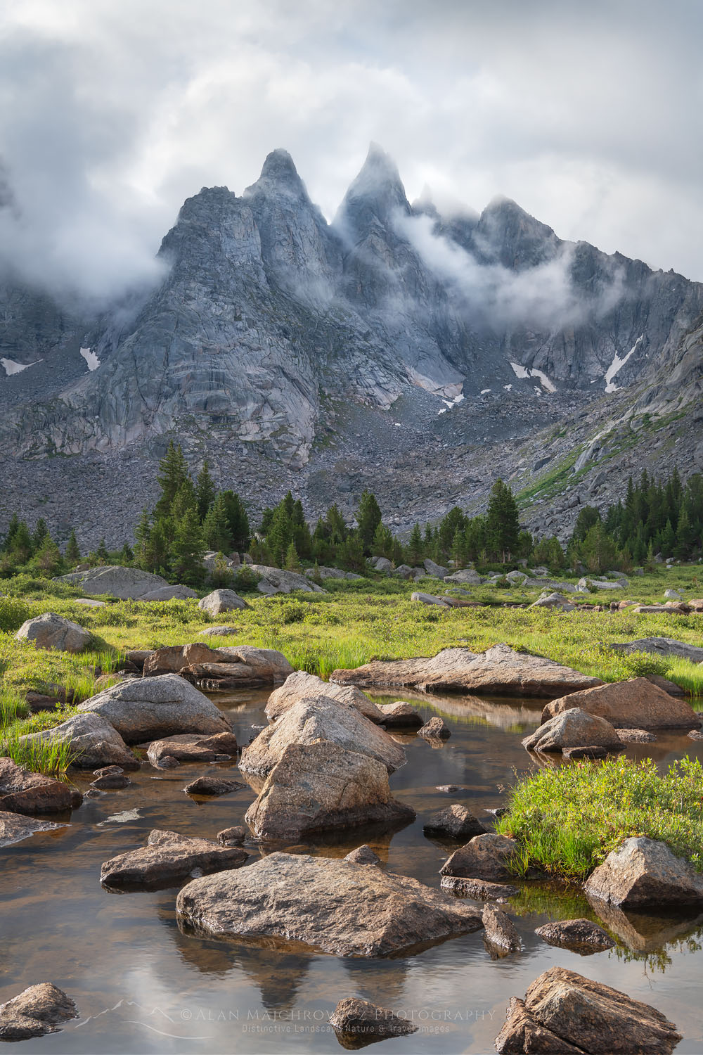 Shadow Lake and view of the backside of Cirque of the Towers. Bridger Wilderness. Wind River Range Wyoming #78116