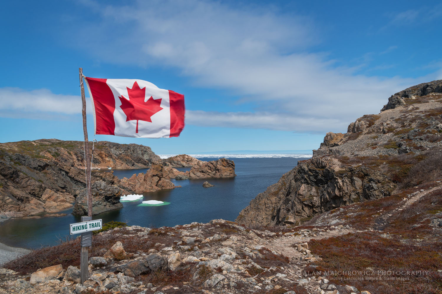 Canadian flag in Spiller's Cove, Newfoundland and Labrador Canada #79901