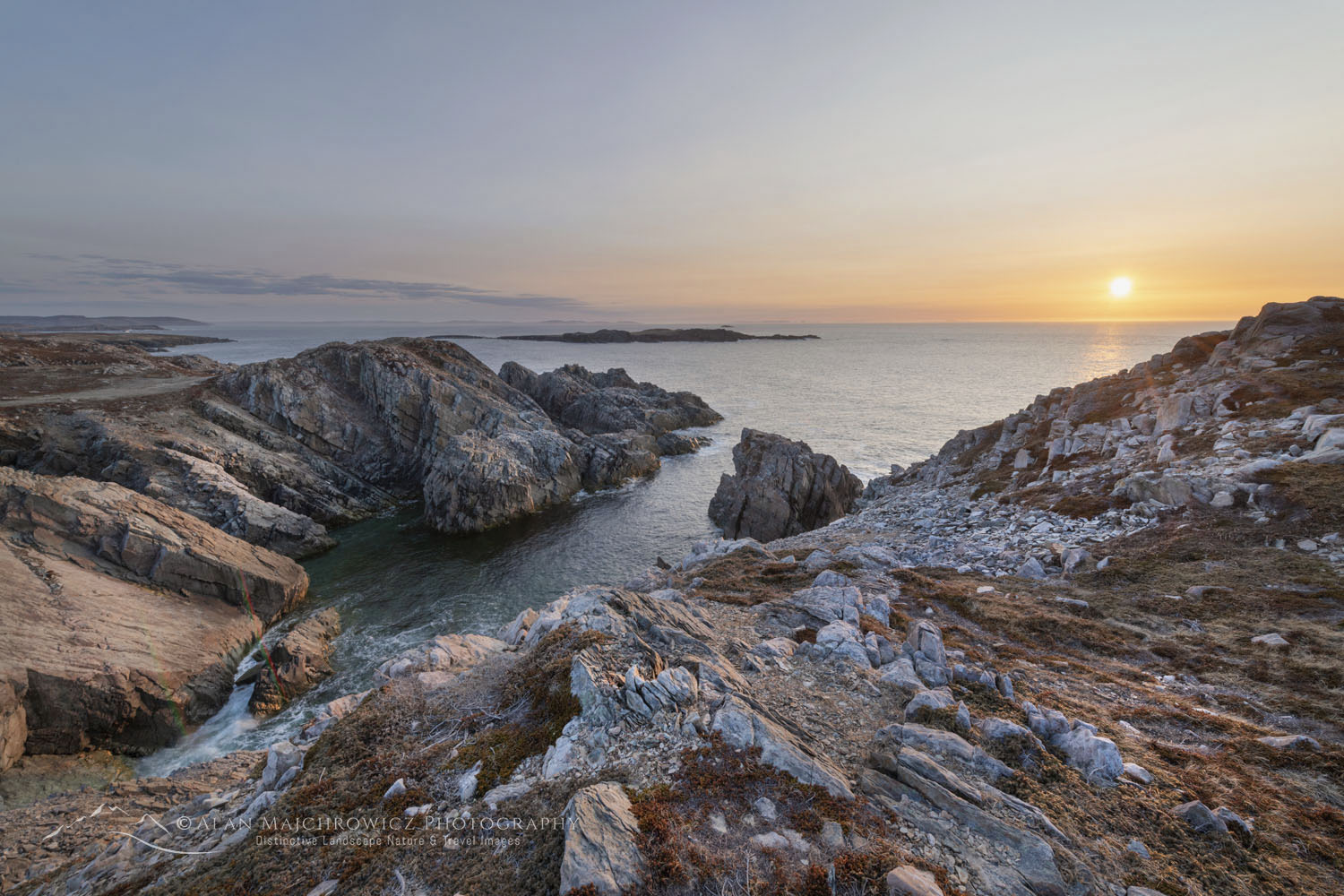 Sunset at the rocky and rugged coast of Cape Bonavista Newfoundland and Labrador Canada #79568