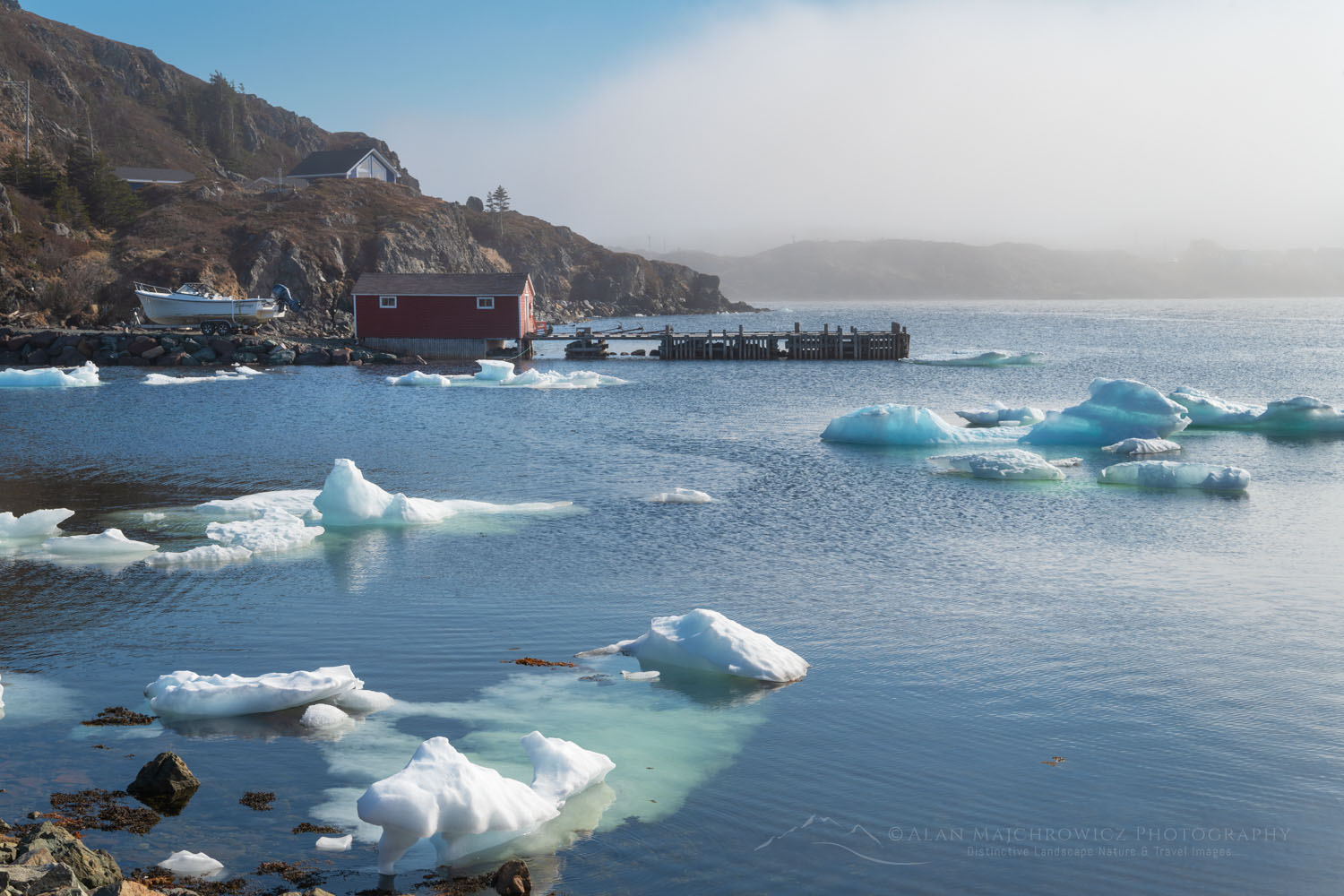 Red Fishing Stages near Twillingate, Newfoundland and Labrador Canada #79861