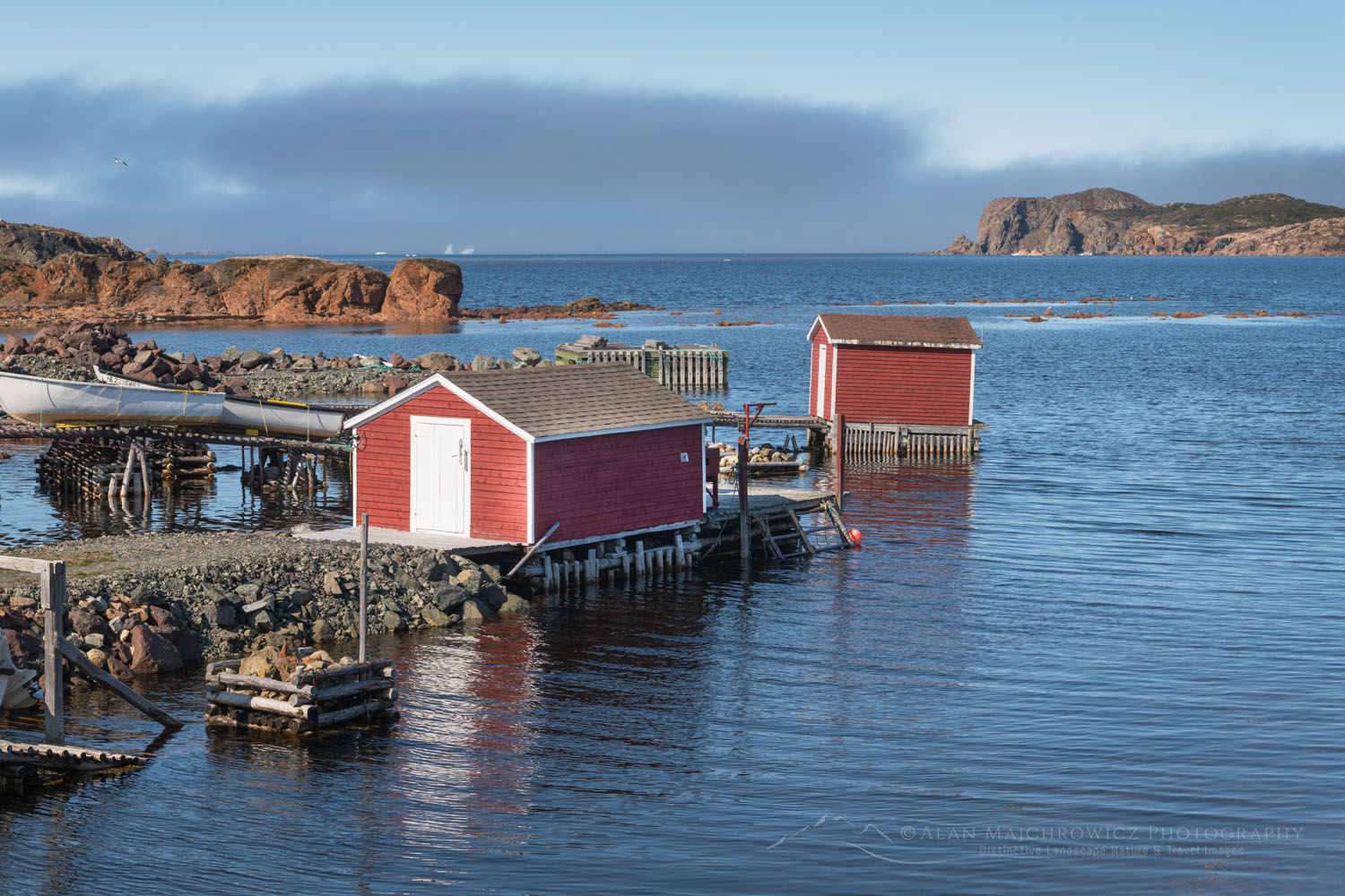 Red Fishing Stages near Twillingate, Newfoundland and Labrador Canada #79846