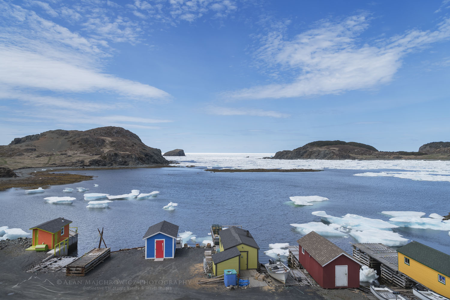Colorful Fishing Stages near Twillingate, Newfoundland and Labrador Canada #79973