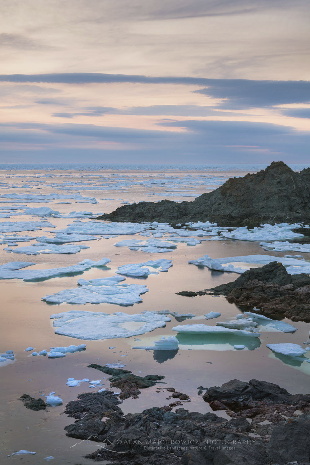 Twilight over sea ice in Sleepy Cove Newfoundland and Labrador Canada #80045