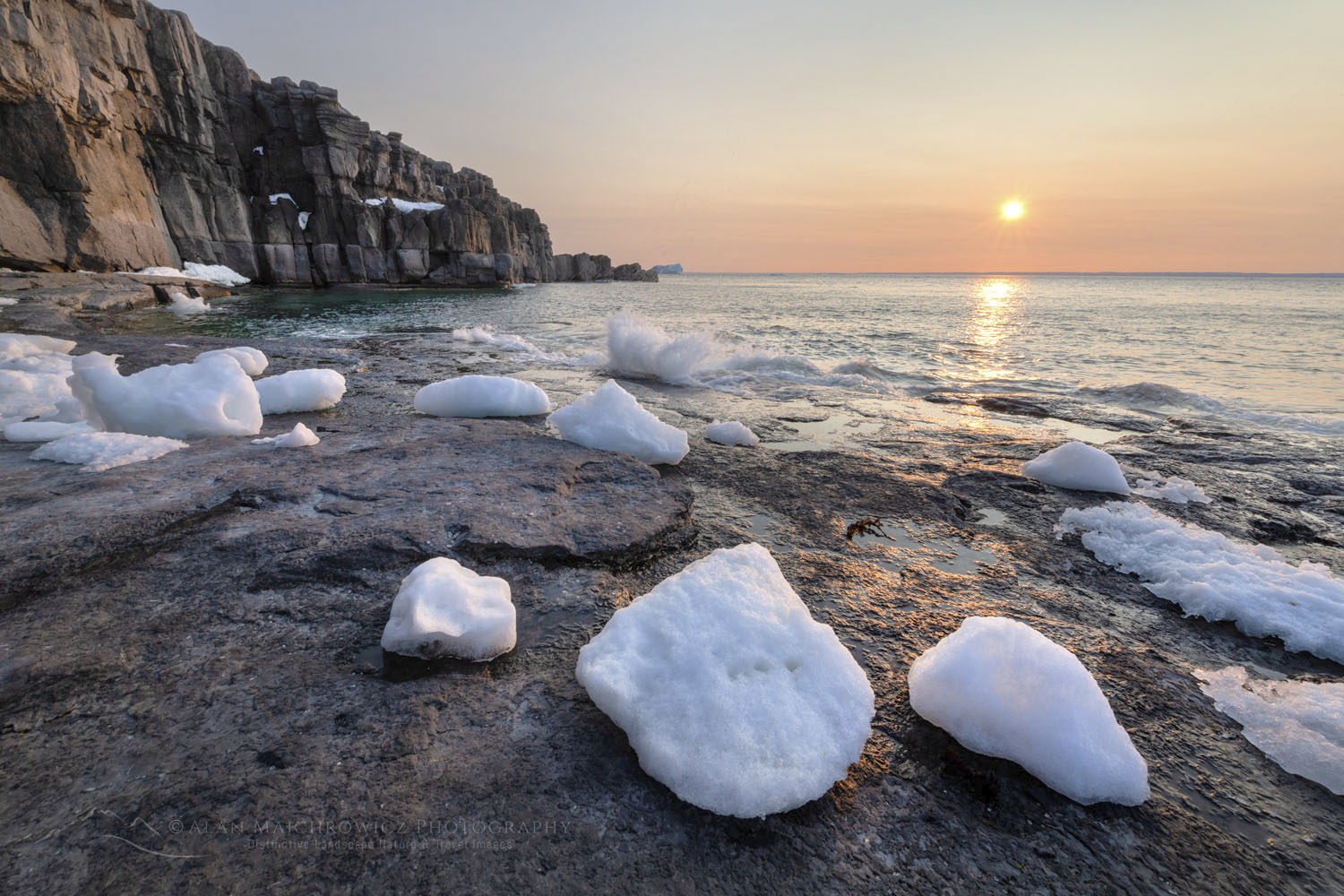 Sunset over Cape Norman on the Great Northern Peninsula. Cape Norman is the northernmost point of insular Newfoundland. Newfoundland and Labrador Canada #80414