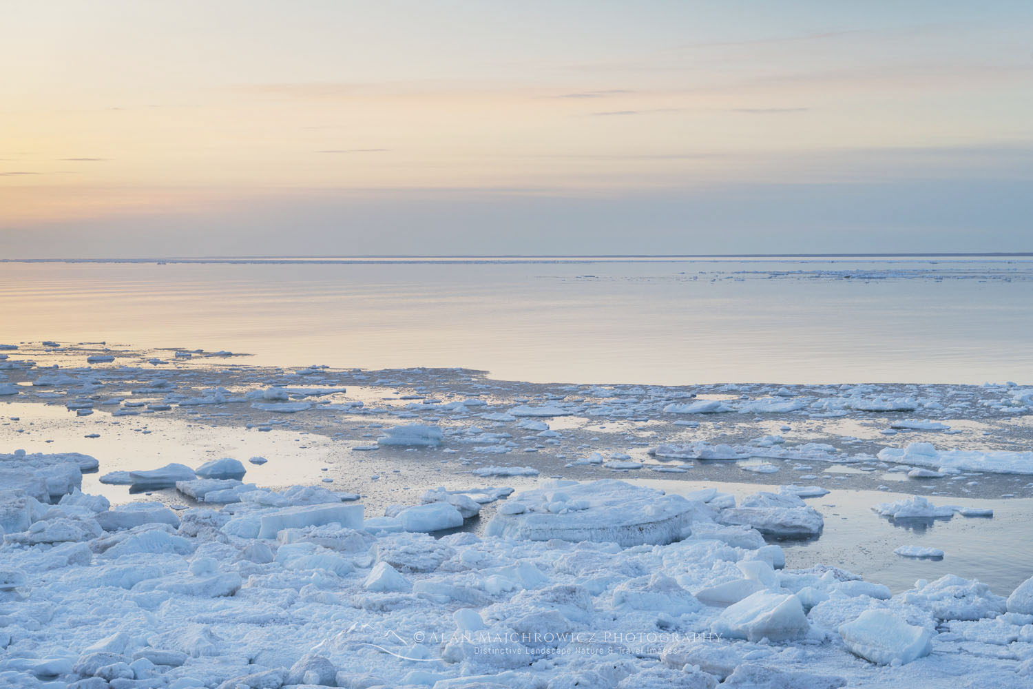 Sunrise with Pack ice in the Strait of Belle Isle along the south coast of Labrador. Newfoundland and Labrador Canada #80313