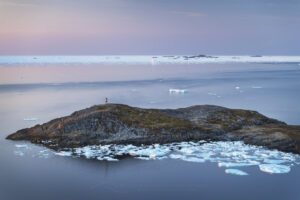 Pack ice and icebergs off the coast of Fogo Island Newfoundland and Labrador Canada #80153