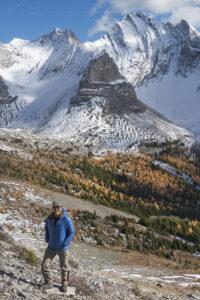 Hiker in Arethusa Cirque Kanansakis Country Alberta