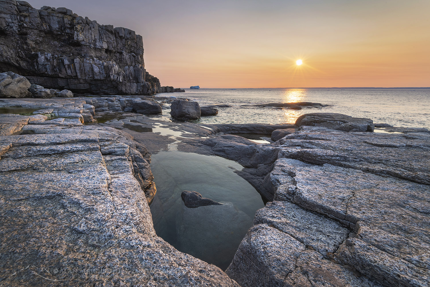 Sunset over Cape Norman on the Great Northern Peninsula. Cape Norman is the northernmost point of insular Newfoundland. Newfoundland and Labrador Canada #80400