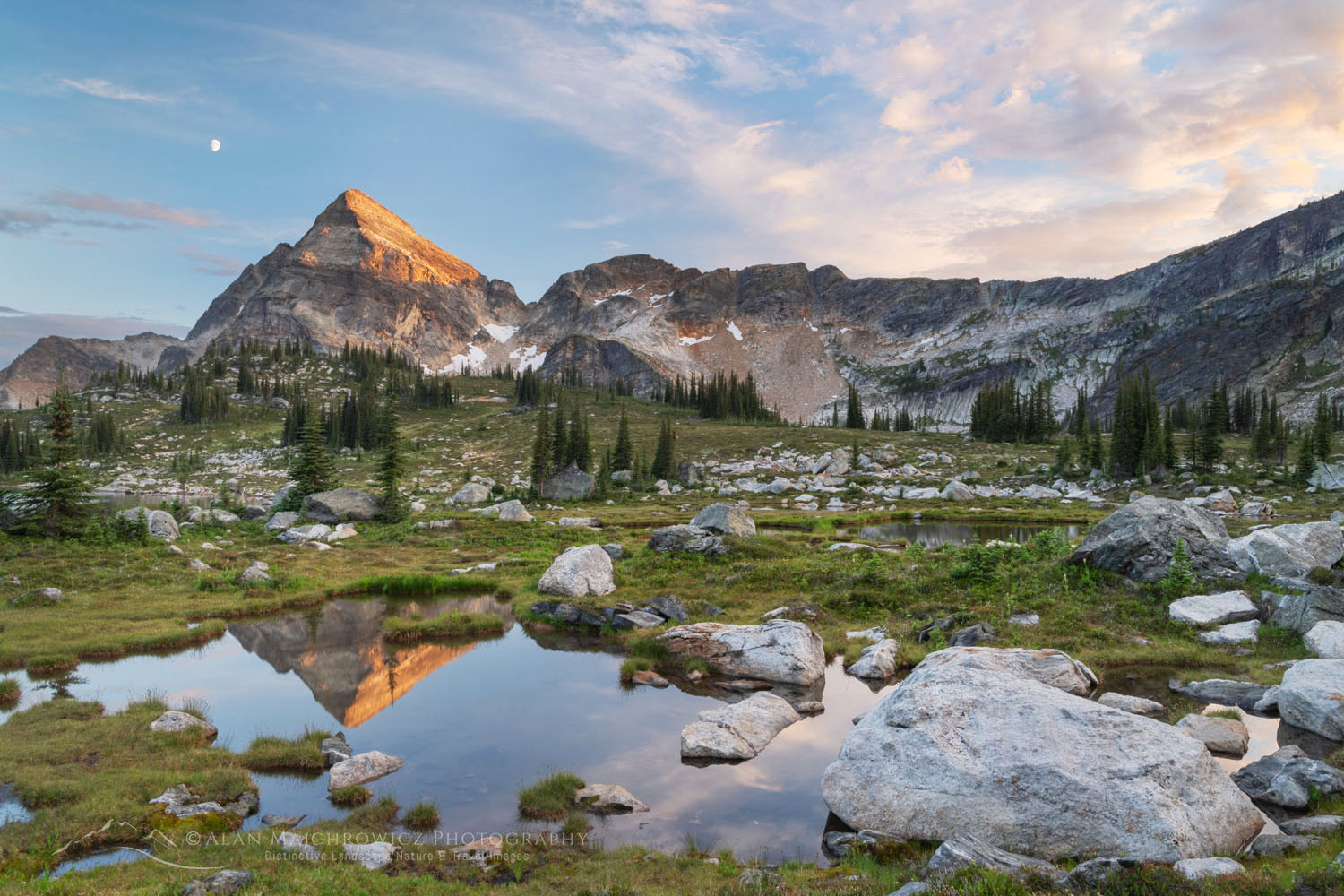 Gwillim Lakes, with Gregorio Peak in the distance. Valhalla Provincial Park, West Kootenays British Columbia Canada #80933