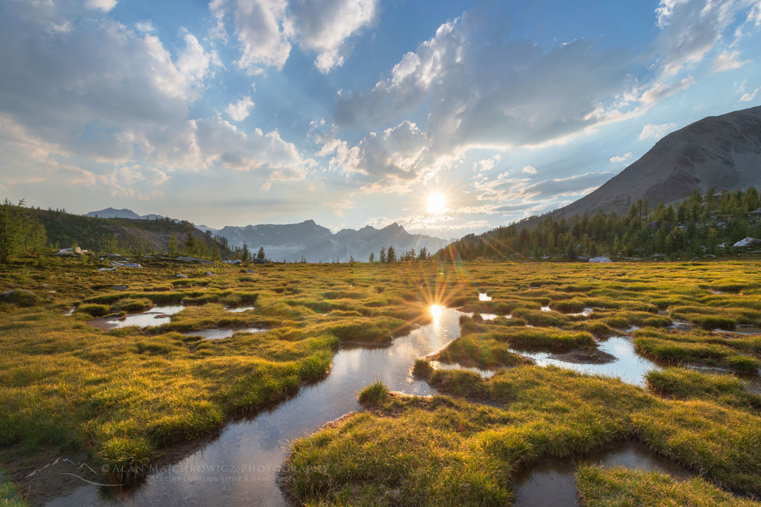 Sunset over ponds below Mount Monica. Purcell Mountains British Columbia Canada #80977