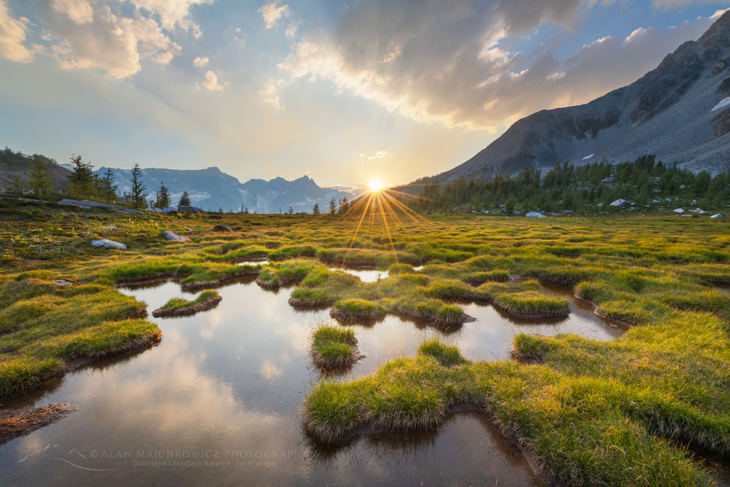 Sunset over ponds below Mount Monica. Purcell Mountains British Columbia Canada #81022