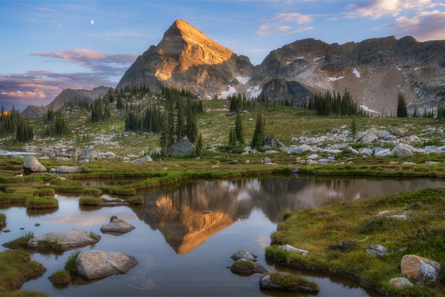 Gwillim Lakes, with Gregorio Peak in the distance. Valhalla Provincial Park, West Kootenays British Columbia Canada #80914