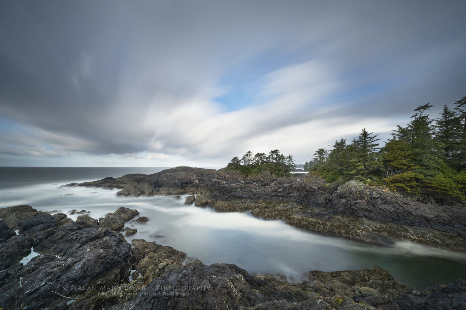 Long exposure of rugged coast along Wild Pacific Trail. in Ucluelet, Vancouver Island British Columbia #79329