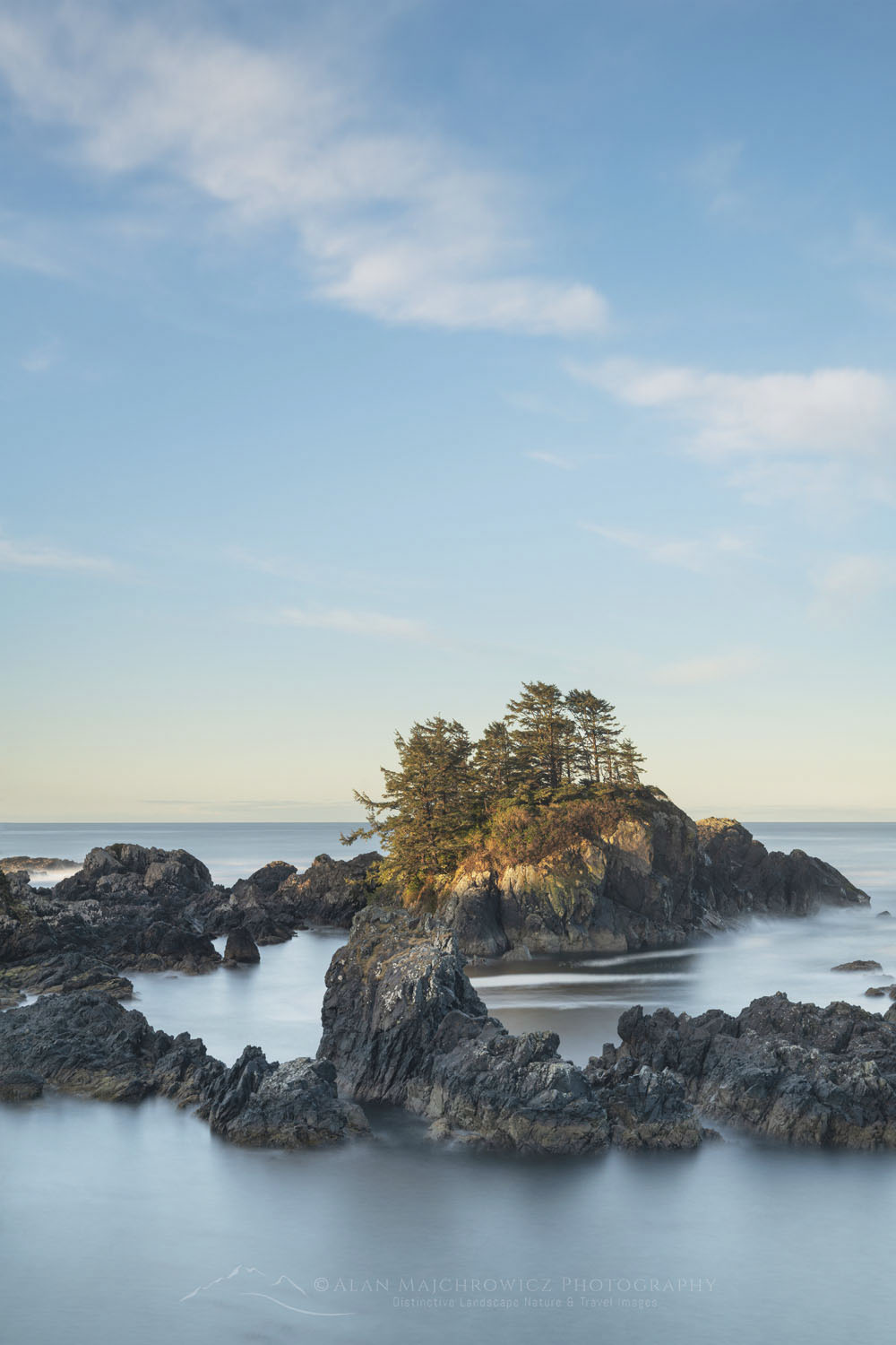 Long exposure of rugged coast of Vancouver Island seen from Wild Pacific Trail in Ucluelet British Columbia #79352