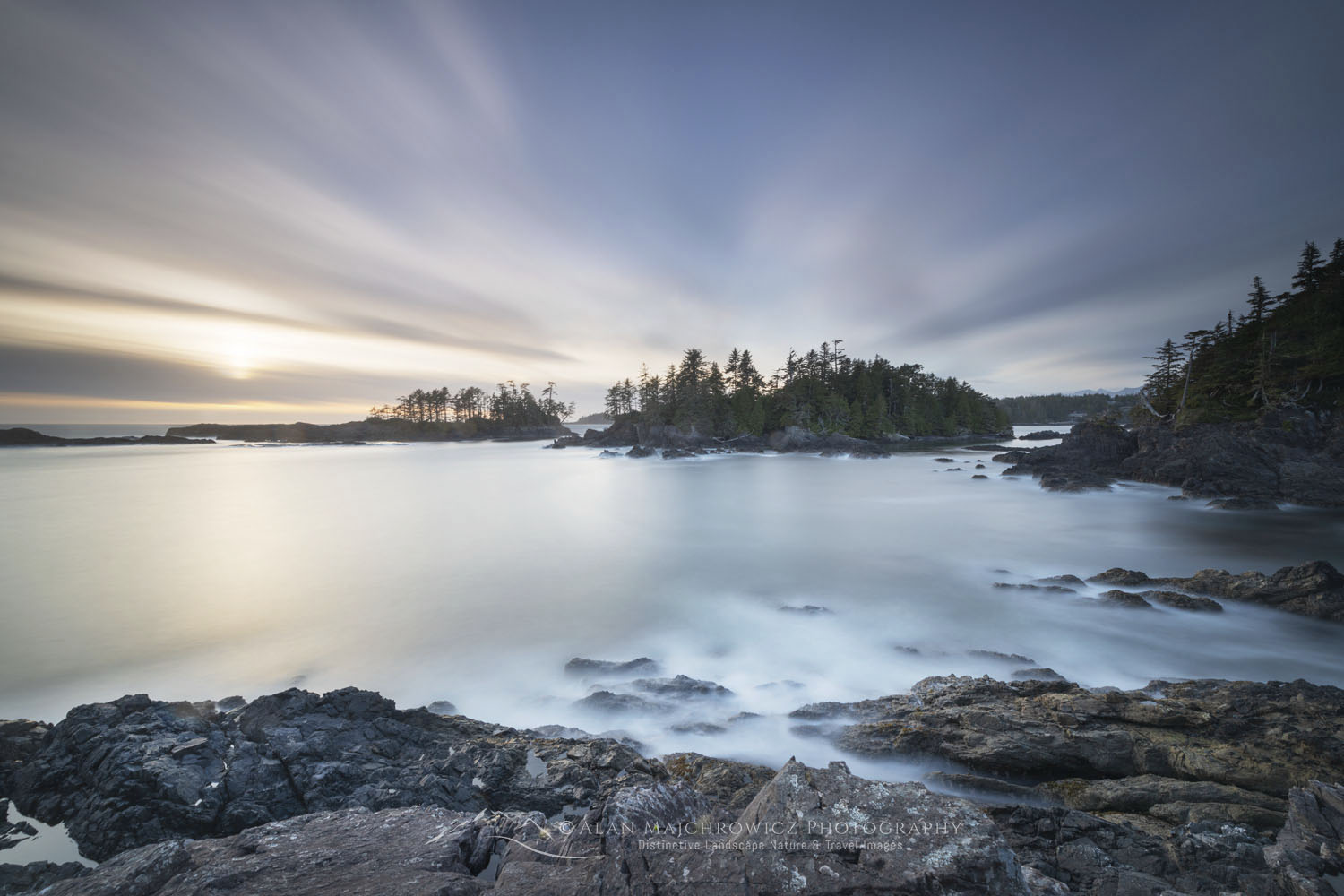 Sunset on rugged coast of Vancouver Island - Alan Majchrowicz Photography