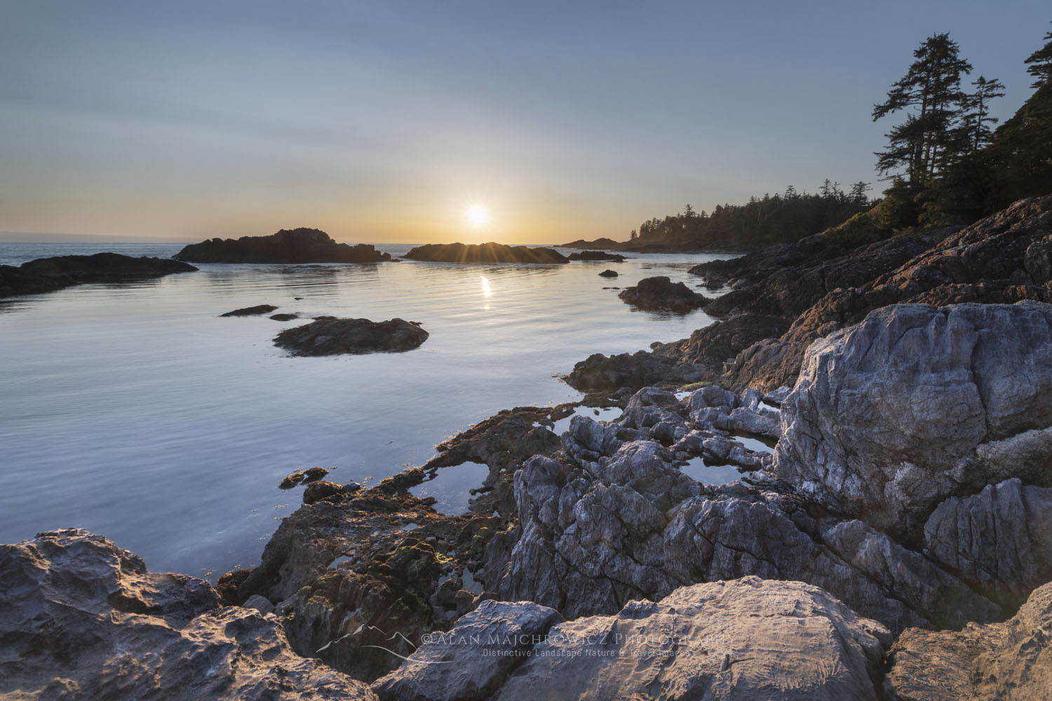Sunset along the rugged coast of Vancouver Island seen from Wild Pacific Trail in Ucluelet British Columbia #79378
