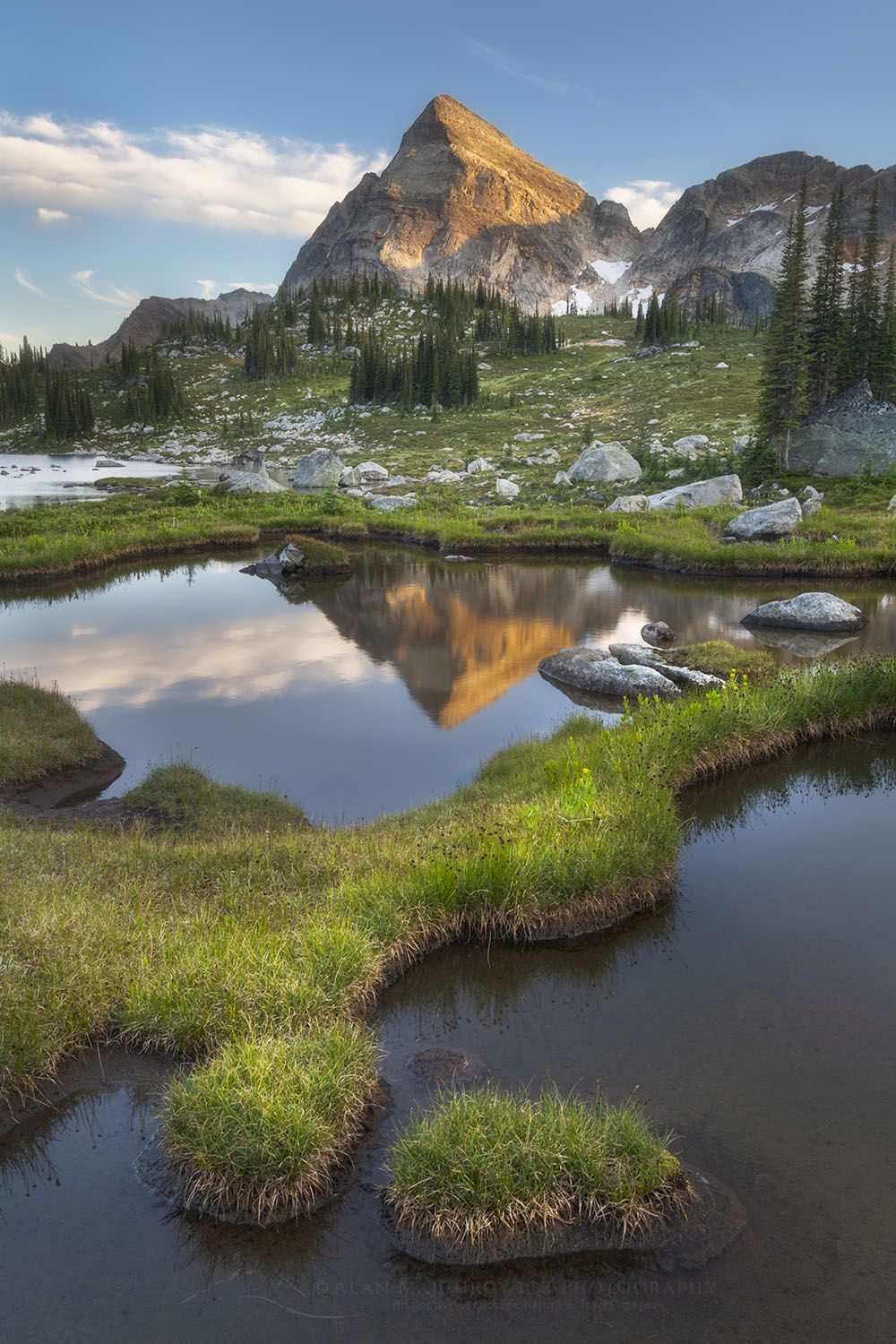 Gwillim Lakes, with Gregorio Peak in the distance. Valhalla Provincial Park, West Kootenays British Columbia Canada #80819