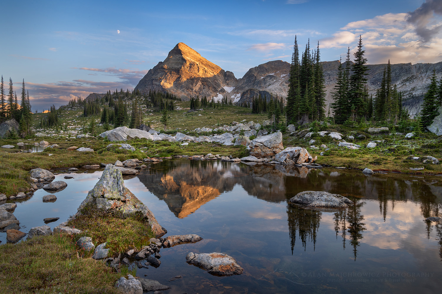 Gwillim Lakes, with Gregorio Peak in the distance. Valhalla Provincial Park, West Kootenays British Columbia Canada #80912