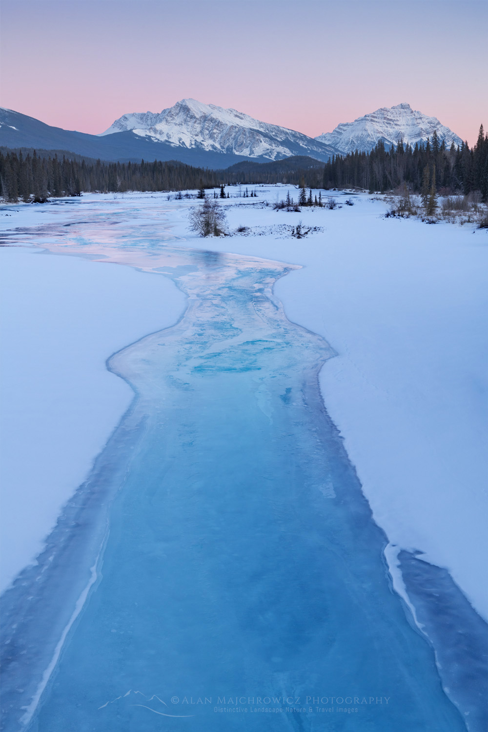 Frozen Athabasca River in winter Jasper National Park Alberta Canada #82012