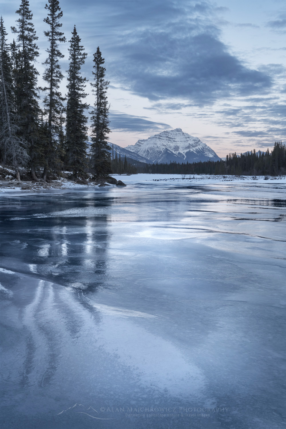 Frozen Athabasca River in winter Jasper National Park Alberta Canada #82162