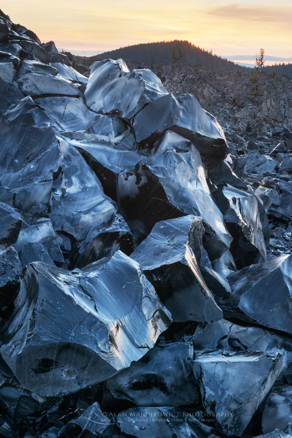 Large blocks of obsidian on the Big Obsidian Flow. Newberry National Volcanic Monument, Oregon #84139